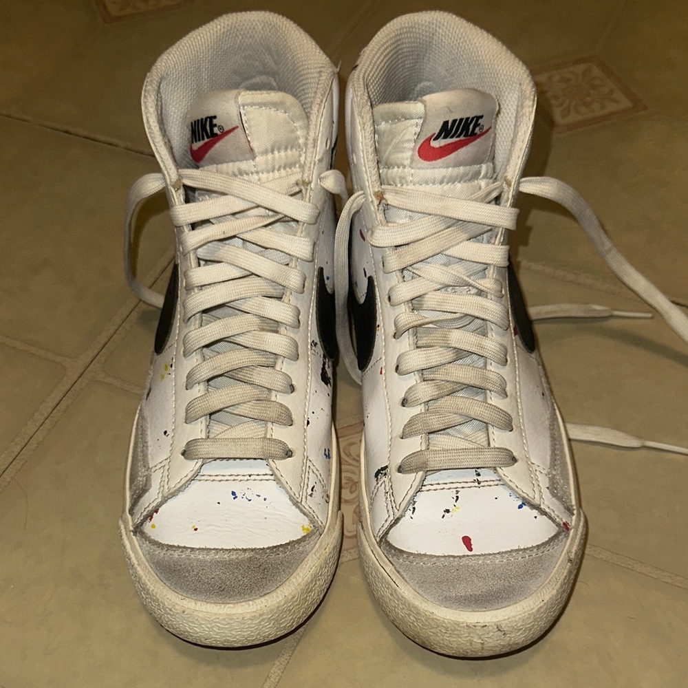 Nike White and Black High-Tops with Colorful Accents